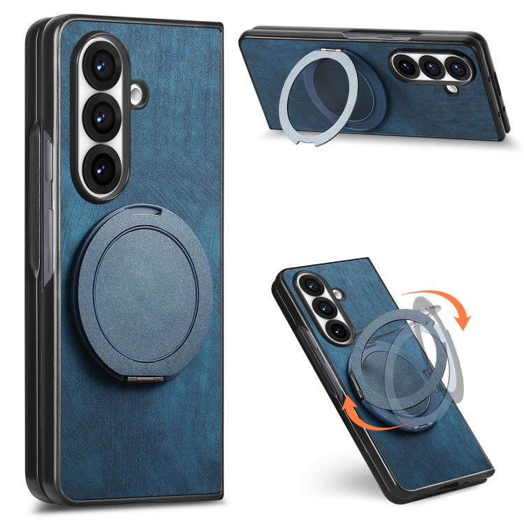 Retro Leather Rotation Round Holder Phone Case, For Galaxy Z Fold8 Ultra 5G, For Galaxy Z Fold7, For Galaxy Z Fold6, For Galaxy Z Fold5, For Galaxy Z Fold4