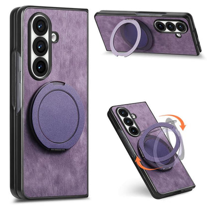Retro Leather Rotation Round Holder Phone Case, For Galaxy Z Fold8 Ultra 5G, For Galaxy Z Fold7, For Galaxy Z Fold6, For Galaxy Z Fold5, For Galaxy Z Fold4