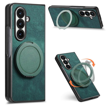 Retro Leather Rotation Round Holder Phone Case, For Galaxy Z Fold8 Ultra 5G, For Galaxy Z Fold7, For Galaxy Z Fold6, For Galaxy Z Fold5, For Galaxy Z Fold4