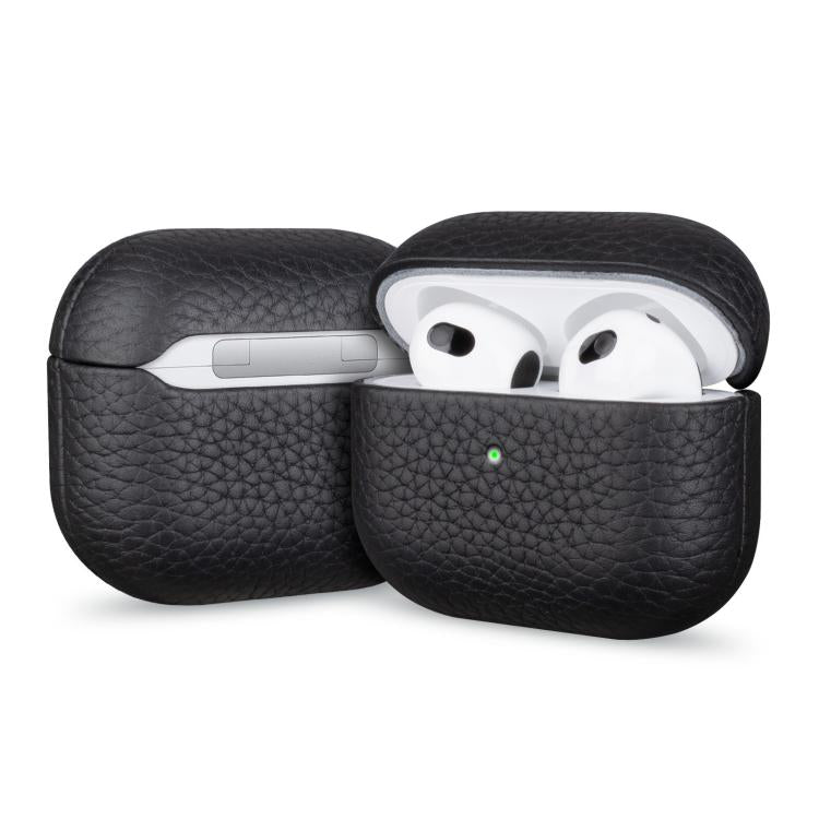 Litchi Grain Genuine Leather Earbuds Protective Case, For AirPods 4