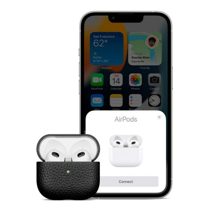 Litchi Grain Genuine Leather Earbuds Protective Case, For AirPods 4