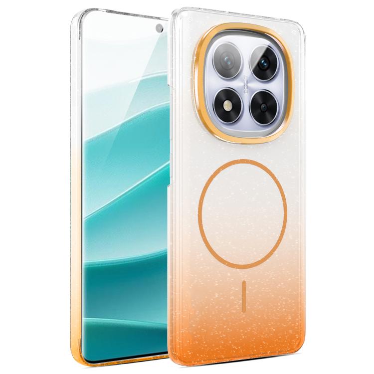 Gold Diamond Glitter Gradient MagSafe Shockproof Phone Case, For Xiaomi Redmi Note 14S, For Xiaomi Poco X7 5G, For Xiaomi Poco X7 Pro, For Redmi Note 14 Pro 4G Global, For Redmi Note 14 4G Global 163.25mm, For Xiaomi Redmi Note 14 5G                   ...