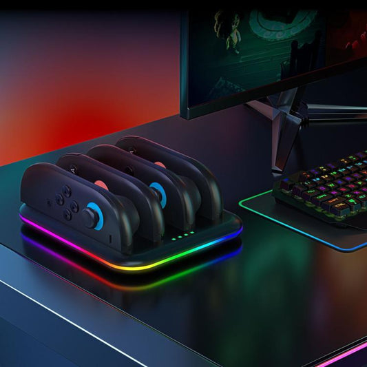 Game Handle 4 Seat Horizontal Charging Cradle With RGB Dazzling Lights, For Nintendo Switch 2