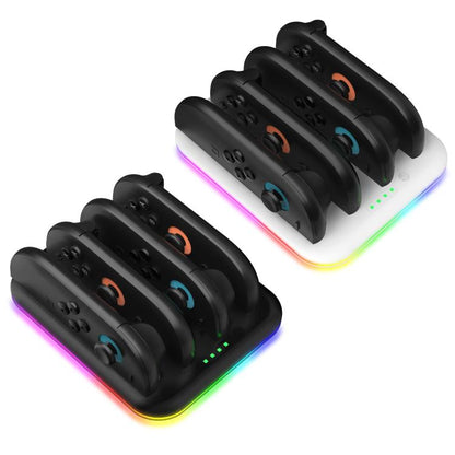 Game Handle 4 Seat Horizontal Charging Cradle With RGB Dazzling Lights, For Nintendo Switch 2