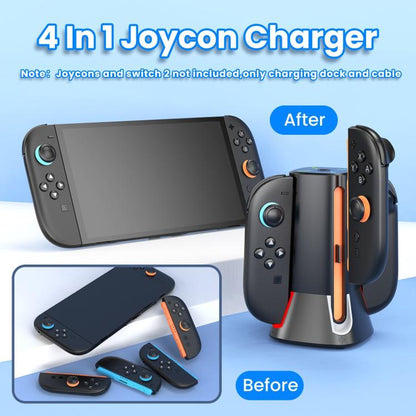4 in 1 Handle Charging Stand With RGB Dazzling Lights, For Nintendo Switch 2