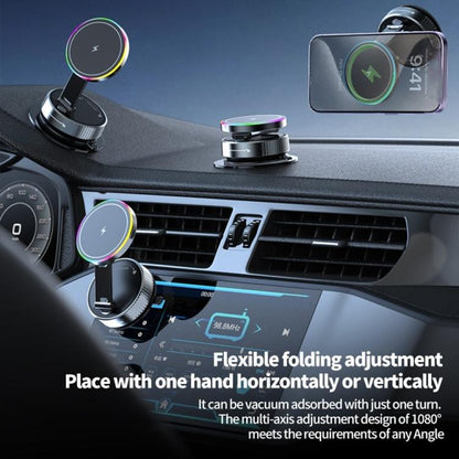 K3 With Colorful Light Rotating Magnetic Car Wireless Charging Vacuum Sucker Phone Stand, K3