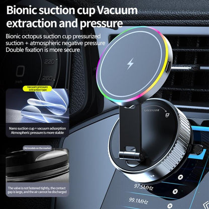 K3 With Colorful Light Rotating Magnetic Car Wireless Charging Vacuum Sucker Phone Stand, K3