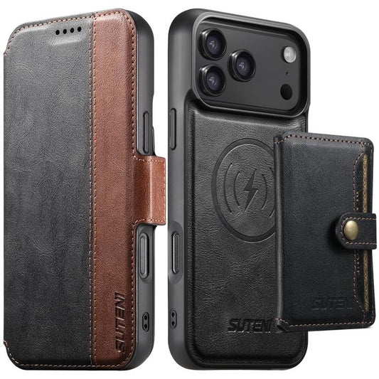 Suteni Q07S1 3-in-1 Detachable Wallet MagSafe Splicing Leather Phone Case, For iPhone 17 Pro Max, For iPhone 17 Pro, For iPhone 17, For iPhone Air, For iPhone 16 Pro Max, For iPhone 16 Pro, For iPhone 16 Plus, For iPhone 16, For iPhone 15 Pro Max      ...
