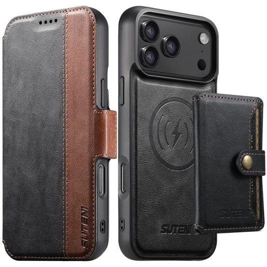 Suteni Q07S1 3-in-1 Detachable Wallet MagSafe Splicing Leather Phone Case, For iPhone 18 Pro, For iPhone 18 Pro Max, For iPhone 17 Pro Max, For iPhone 17 Pro, For iPhone 17, For iPhone Air, For iPhone 16 Pro Max, For iPhone 16 Pro, For iPhone 16 Plus  ...