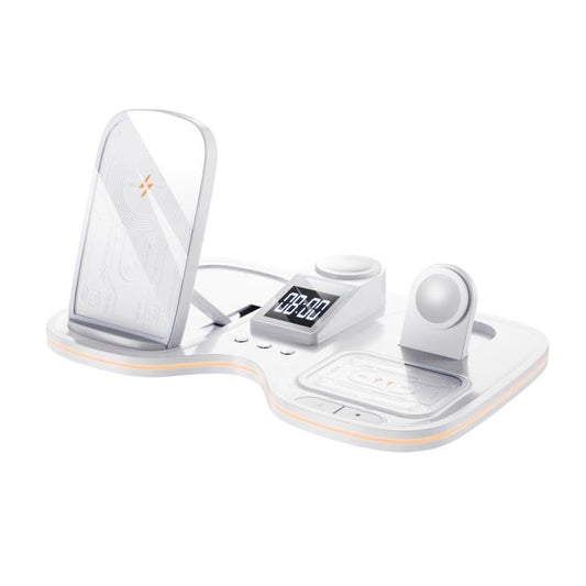 T60 Wireless Charging Station Phone Watch Earbuds Magnetic Desktop Charger with Time Display, T60
