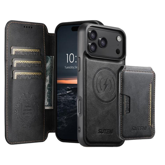Suteni Q05S3 3-in-1 Detachable Vertical Flip Wallet MagSafe Leather Phone Case, For iPhone 18 Pro, For iPhone 18 Pro Max, For iPhone 17 Pro Max, For iPhone 17 Pro, For iPhone 17, For iPhone Air, For iPhone 16 Pro Max, For iPhone 16 Pro, For iPhone 16 P...