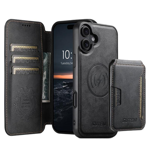 Suteni Q05S3 3-in-1 Detachable Vertical Flip Wallet MagSafe Leather Phone Case, For iPhone 18, For iPhone 18 Pro, For iPhone 18 Pro Max, For iPhone 17 Pro Max, For iPhone 17 Pro, For iPhone 17, For iPhone Air, For iPhone 16 Pro Max, For iPhone 16 Pro  ...