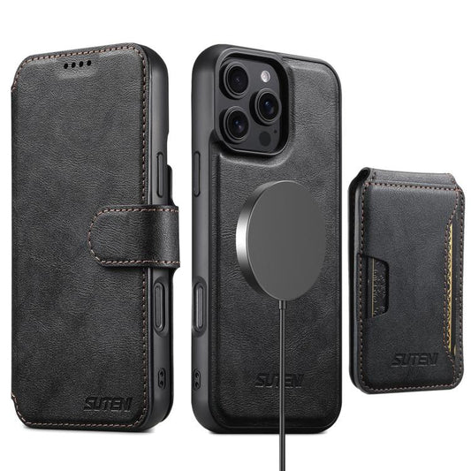 Suteni Q05S3 3-in-1 Detachable Vertical Flip Wallet MagSafe Leather Phone Case, For iPhone 18, For iPhone 18 Pro, For iPhone 18 Pro Max, For iPhone 17 Pro Max, For iPhone 17 Pro, For iPhone 17, For iPhone Air, For iPhone 16 Pro Max, For iPhone 16 Pro  ...