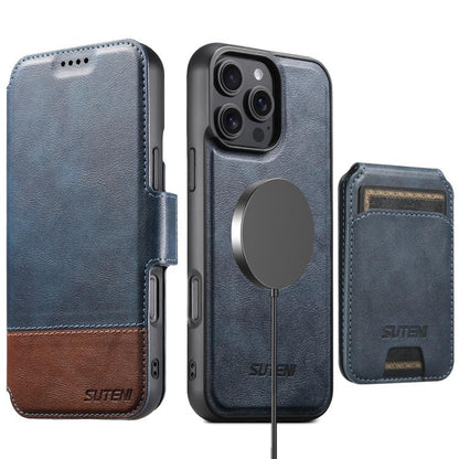 Suteni Q06S2 3-in-1 Detachable Vertical Flip Wallet MagSafe Splicing Leather Phone Case, For iPhone 18, For iPhone 18 Pro, For iPhone 18 Pro Max, For iPhone 17 Pro Max, For iPhone 17 Pro, For iPhone 17, For iPhone Air, For iPhone 16 Pro Max            ...