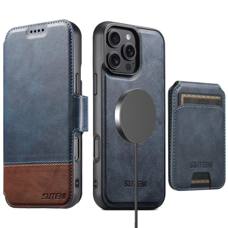 Suteni Q06S2 3-in-1 Detachable Vertical Flip Wallet MagSafe Splicing Leather Phone Case, For iPhone 18 Pro, For iPhone 18 Pro Max, For iPhone 17 Pro Max, For iPhone 17 Pro, For iPhone 17, For iPhone Air, For iPhone 16 Pro Max, For iPhone 16 Pro        ...