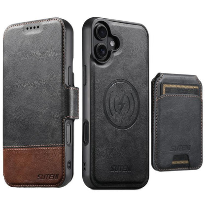Suteni Q06S2 3-in-1 Detachable Vertical Flip Wallet MagSafe Splicing Leather Phone Case, For iPhone 18, For iPhone 18 Pro, For iPhone 18 Pro Max, For iPhone 17 Pro Max, For iPhone 17 Pro, For iPhone 17, For iPhone Air, For iPhone 16 Pro Max            ...
