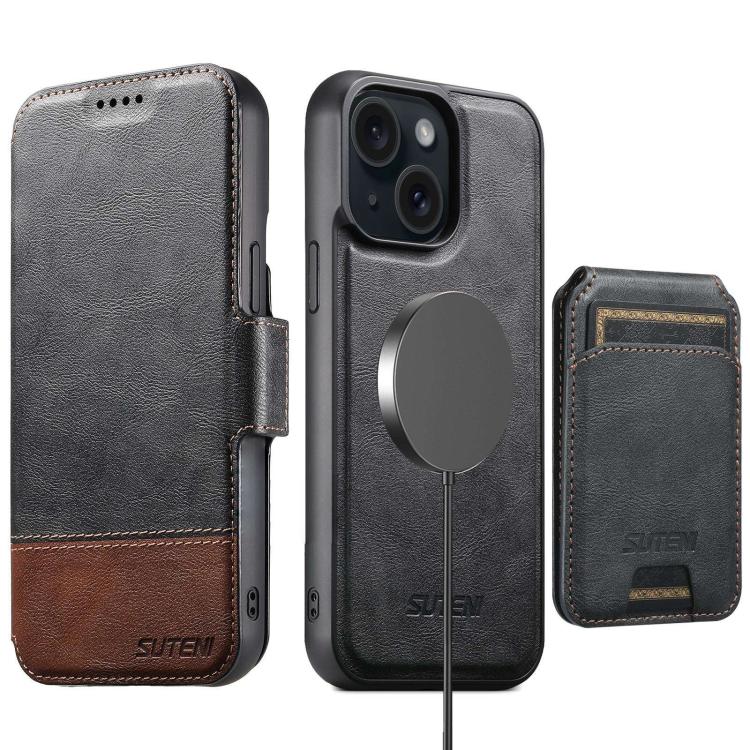 Suteni Q06S2 3-in-1 Detachable Vertical Flip Wallet MagSafe Splicing Leather Phone Case, For iPhone 18, For iPhone 18 Pro, For iPhone 18 Pro Max, For iPhone 17 Pro Max, For iPhone 17 Pro, For iPhone 17, For iPhone Air, For iPhone 16 Pro Max            ...