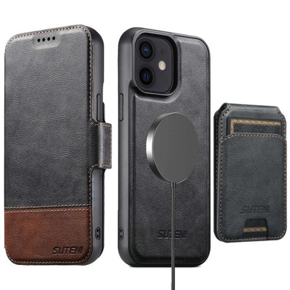 Suteni Q06S2 3-in-1 Detachable Vertical Flip Wallet MagSafe Splicing Leather Phone Case, For iPhone 18, For iPhone 18 Pro, For iPhone 18 Pro Max, For iPhone 17 Pro Max, For iPhone 17 Pro, For iPhone 17, For iPhone Air, For iPhone 16 Pro Max            ...
