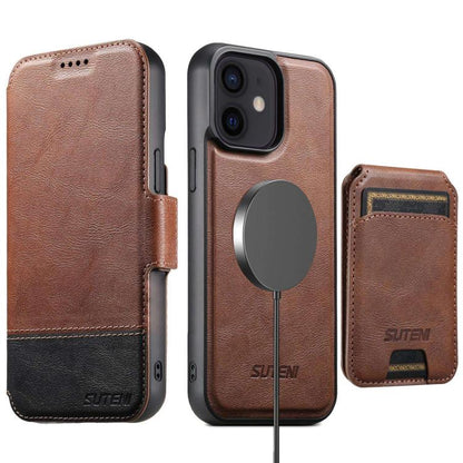 Suteni Q06S2 3-in-1 Detachable Vertical Flip Wallet MagSafe Splicing Leather Phone Case, For iPhone 18, For iPhone 18 Pro, For iPhone 18 Pro Max, For iPhone 17 Pro Max, For iPhone 17 Pro, For iPhone 17, For iPhone Air, For iPhone 16 Pro Max            ...