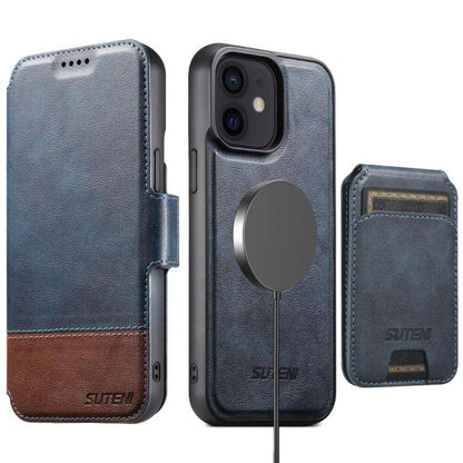Suteni Q06S2 3-in-1 Detachable Vertical Flip Wallet MagSafe Splicing Leather Phone Case, For iPhone 18, For iPhone 18 Pro, For iPhone 18 Pro Max, For iPhone 17 Pro Max, For iPhone 17 Pro, For iPhone 17, For iPhone Air, For iPhone 16 Pro Max            ...