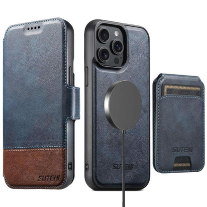 Suteni Q06S2 3-in-1 Detachable Vertical Flip Wallet MagSafe Splicing Leather Phone Case, For iPhone 18, For iPhone 18 Pro, For iPhone 18 Pro Max, For iPhone 17 Pro Max, For iPhone 17 Pro, For iPhone 17, For iPhone Air, For iPhone 16 Pro Max            ...