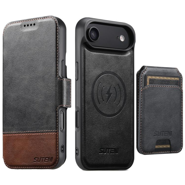 Suteni Q06S2 3-in-1 Detachable Vertical Flip Wallet MagSafe Splicing Leather Phone Case, For iPhone 18, For iPhone 18 Pro, For iPhone 18 Pro Max, For iPhone 17 Pro Max, For iPhone 17 Pro, For iPhone 17, For iPhone Air, For iPhone 16 Pro Max            ...