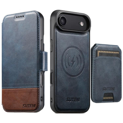 Suteni Q06S2 3-in-1 Detachable Vertical Flip Wallet MagSafe Splicing Leather Phone Case, For iPhone 18, For iPhone 18 Pro, For iPhone 18 Pro Max, For iPhone 17 Pro Max, For iPhone 17 Pro, For iPhone 17, For iPhone Air, For iPhone 16 Pro Max            ...