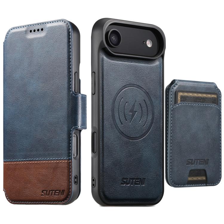 Suteni Q06S2 3-in-1 Detachable Vertical Flip Wallet MagSafe Splicing Leather Phone Case, For iPhone 18 Pro, For iPhone 18 Pro Max, For iPhone 17 Pro Max, For iPhone 17 Pro, For iPhone 17, For iPhone Air, For iPhone 16 Pro Max, For iPhone 16 Pro        ...