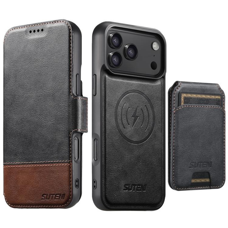 Suteni Q06S2 3-in-1 Detachable Vertical Flip Wallet MagSafe Splicing Leather Phone Case, For iPhone 18, For iPhone 18 Pro, For iPhone 18 Pro Max, For iPhone 17 Pro Max, For iPhone 17 Pro, For iPhone 17, For iPhone Air, For iPhone 16 Pro Max            ...