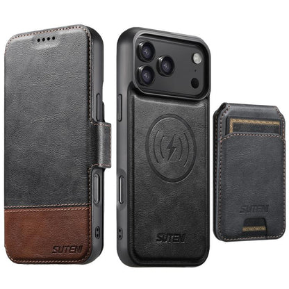 Suteni Q06S2 3-in-1 Detachable Vertical Flip Wallet MagSafe Splicing Leather Phone Case, For iPhone 18 Pro, For iPhone 18 Pro Max, For iPhone 17 Pro Max, For iPhone 17 Pro, For iPhone 17, For iPhone Air, For iPhone 16 Pro Max, For iPhone 16 Pro        ...
