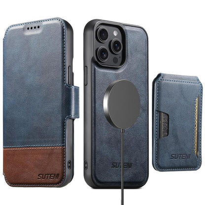 Suteni Q06S3 3-in-1 Splicing Detachable Vertical Flip Wallet MagSafe Leather Phone Case, For iPhone 18, For iPhone 18 Pro, For iPhone 18 Pro Max, For iPhone 17 Pro Max, For iPhone 17 Pro, For iPhone 17, For iPhone Air, For iPhone 16 Pro Max            ...