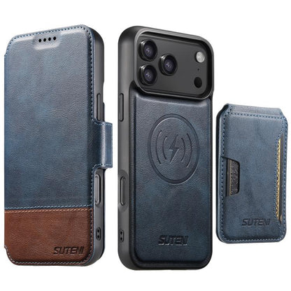 Suteni Q06S3 3-in-1 Splicing Detachable Vertical Flip Wallet MagSafe Leather Phone Case, For iPhone 18, For iPhone 18 Pro, For iPhone 18 Pro Max, For iPhone 17 Pro Max, For iPhone 17 Pro, For iPhone 17, For iPhone Air, For iPhone 16 Pro Max            ...