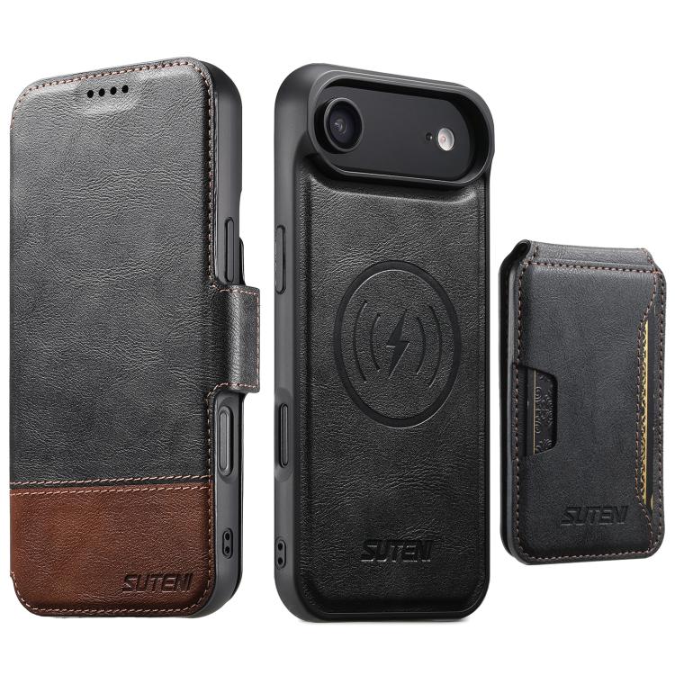 Suteni Q06S3 3-in-1 Splicing Detachable Vertical Flip Wallet MagSafe Leather Phone Case, For iPhone 18, For iPhone 18 Pro, For iPhone 18 Pro Max, For iPhone 17 Pro Max, For iPhone 17 Pro, For iPhone 17, For iPhone Air, For iPhone 16 Pro Max            ...