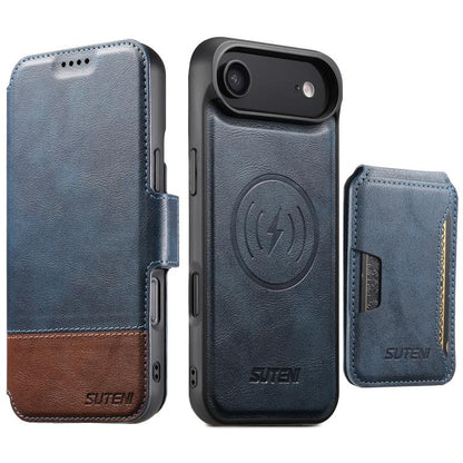 Suteni Q06S3 3-in-1 Splicing Detachable Vertical Flip Wallet MagSafe Leather Phone Case, For iPhone 18, For iPhone 18 Pro, For iPhone 18 Pro Max, For iPhone 17 Pro Max, For iPhone 17 Pro, For iPhone 17, For iPhone Air, For iPhone 16 Pro Max            ...
