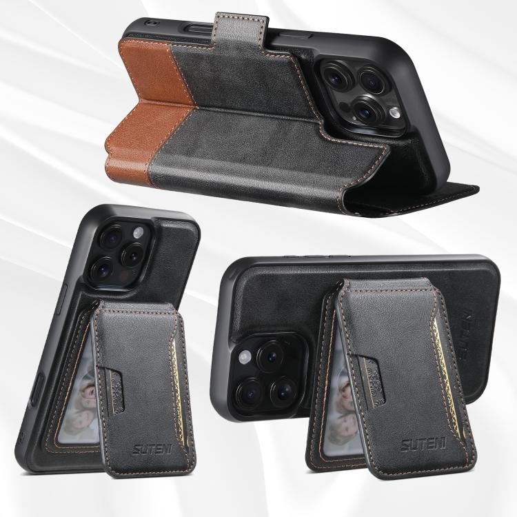 Suteni Q06S3 3-in-1 Splicing Detachable Vertical Flip Wallet MagSafe Leather Phone Case, For iPhone 18 Pro, For iPhone 18 Pro Max, For iPhone 17 Pro Max, For iPhone 17 Pro, For iPhone 17, For iPhone Air, For iPhone 16 Pro Max, For iPhone 16 Pro        ...