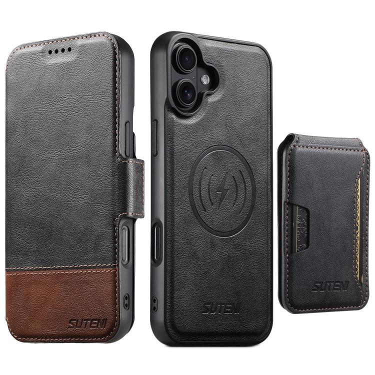 Suteni Q06S3 3-in-1 Splicing Detachable Vertical Flip Wallet MagSafe Leather Phone Case, For iPhone 18, For iPhone 18 Pro, For iPhone 18 Pro Max, For iPhone 17 Pro Max, For iPhone 17 Pro, For iPhone 17, For iPhone Air, For iPhone 16 Pro Max            ...