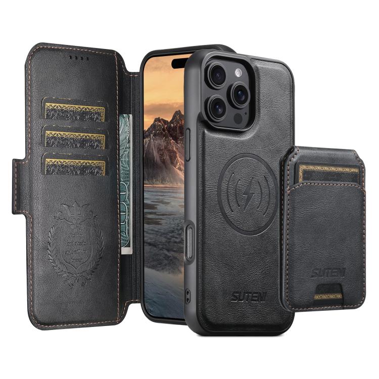 Suteni Q07S2 3-in-1 Detachable Vertical Flip Wallet MagSafe Splicing Leather Phone Case, For iPhone 16 Pro Max, For iPhone 16 Pro, For iPhone 16 Plus, For iPhone 16, For iPhone 15 Pro Max, For iPhone 15 Pro, For iPhone 15 Plus, For iPhone 15�����������...