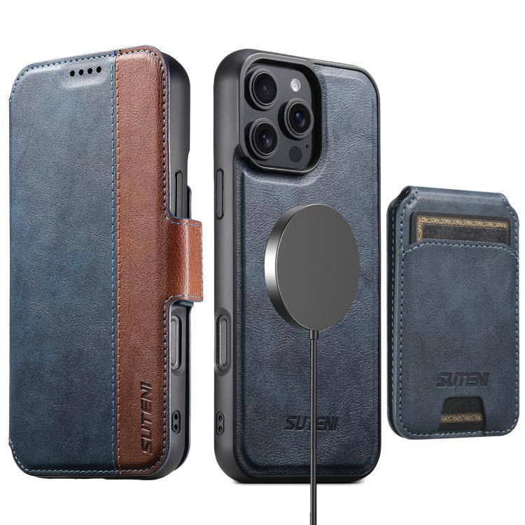 Suteni Q07S2 3-in-1 Detachable Vertical Flip Wallet MagSafe Splicing Leather Phone Case, For iPhone 18, For iPhone 18 Pro, For iPhone 18 Pro Max, For iPhone 17 Pro Max, For iPhone 17 Pro, For iPhone 17, For iPhone Air, For iPhone 16 Pro Max            ...