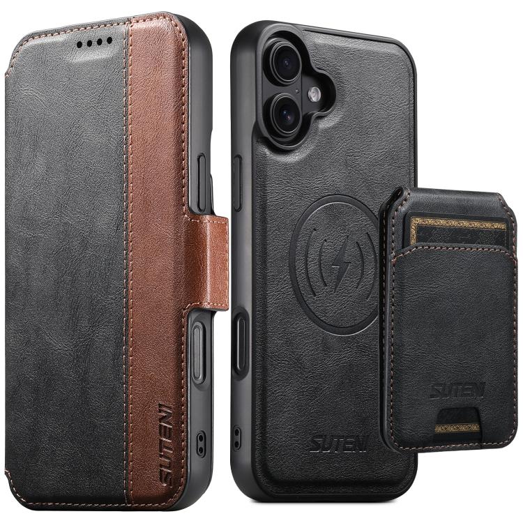 Suteni Q07S2 3-in-1 Detachable Vertical Flip Wallet MagSafe Splicing Leather Phone Case, For iPhone 18, For iPhone 18 Pro, For iPhone 18 Pro Max, For iPhone 17 Pro Max, For iPhone 17 Pro, For iPhone 17, For iPhone Air, For iPhone 16 Pro Max            ...