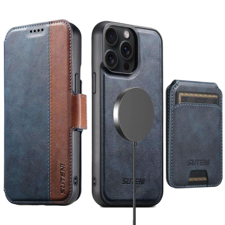 Suteni Q07S2 3-in-1 Detachable Vertical Flip Wallet MagSafe Splicing Leather Phone Case, For iPhone 17 Pro Max, For iPhone 17 Pro, For iPhone 17, For iPhone Air, For iPhone 16 Pro Max, For iPhone 16 Pro, For iPhone 16 Plus, For iPhone 16               ...
