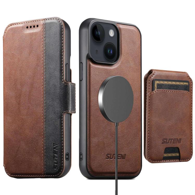 Suteni Q07S2 3-in-1 Detachable Vertical Flip Wallet MagSafe Splicing Leather Phone Case, For iPhone 16 Pro Max, For iPhone 16 Pro, For iPhone 16 Plus, For iPhone 16, For iPhone 15 Pro Max, For iPhone 15 Pro, For iPhone 15 Plus, For iPhone 15�����������...