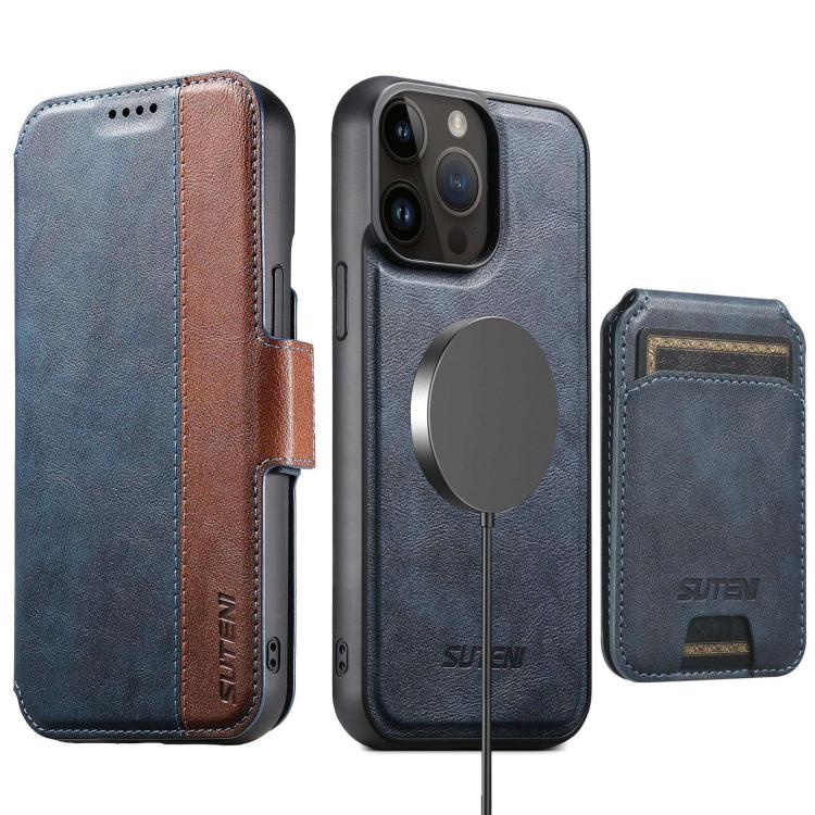 Suteni Q07S2 3-in-1 Detachable Vertical Flip Wallet MagSafe Splicing Leather Phone Case, For iPhone 17 Pro Max, For iPhone 17 Pro, For iPhone 17, For iPhone Air, For iPhone 16 Pro Max, For iPhone 16 Pro, For iPhone 16 Plus, For iPhone 16               ...