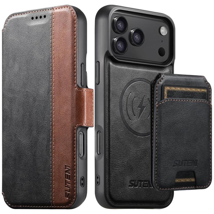 Suteni Q07S2 3-in-1 Detachable Vertical Flip Wallet MagSafe Splicing Leather Phone Case, For iPhone 18, For iPhone 18 Pro, For iPhone 18 Pro Max, For iPhone 17 Pro Max, For iPhone 17 Pro, For iPhone 17, For iPhone Air, For iPhone 16 Pro Max            ...