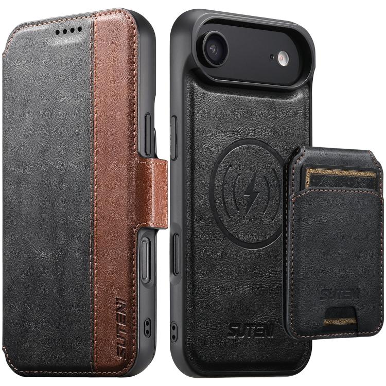 Suteni Q07S2 3-in-1 Detachable Vertical Flip Wallet MagSafe Splicing Leather Phone Case, For iPhone 18, For iPhone 18 Pro, For iPhone 18 Pro Max, For iPhone 17 Pro Max, For iPhone 17 Pro, For iPhone 17, For iPhone Air, For iPhone 16 Pro Max            ...