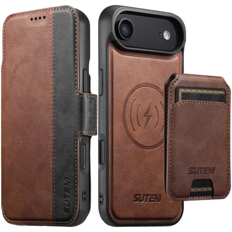 Suteni Q07S2 3-in-1 Detachable Vertical Flip Wallet MagSafe Splicing Leather Phone Case, For iPhone 18, For iPhone 18 Pro, For iPhone 18 Pro Max, For iPhone 17 Pro Max, For iPhone 17 Pro, For iPhone 17, For iPhone Air, For iPhone 16 Pro Max            ...