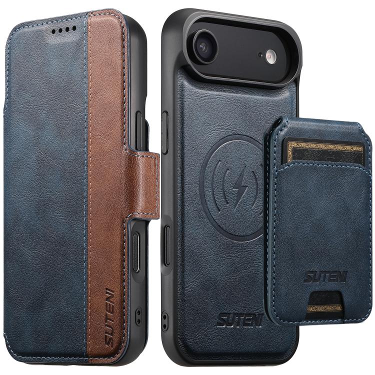 Suteni Q07S2 3-in-1 Detachable Vertical Flip Wallet MagSafe Splicing Leather Phone Case, For iPhone 18, For iPhone 18 Pro, For iPhone 18 Pro Max, For iPhone 17 Pro Max, For iPhone 17 Pro, For iPhone 17, For iPhone Air, For iPhone 16 Pro Max            ...