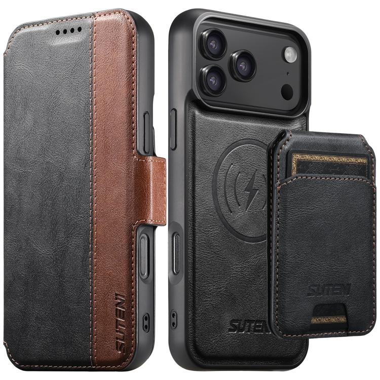 Suteni Q07S2 3-in-1 Detachable Vertical Flip Wallet MagSafe Splicing Leather Phone Case, For iPhone 18, For iPhone 18 Pro, For iPhone 18 Pro Max, For iPhone 17 Pro Max, For iPhone 17 Pro, For iPhone 17, For iPhone Air, For iPhone 16 Pro Max            ...