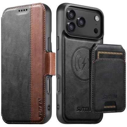Suteni Q07S2 3-in-1 Detachable Vertical Flip Wallet MagSafe Splicing Leather Phone Case, For iPhone 18, For iPhone 18 Pro, For iPhone 18 Pro Max, For iPhone 17 Pro Max, For iPhone 17 Pro, For iPhone 17, For iPhone Air, For iPhone 16 Pro Max            ...