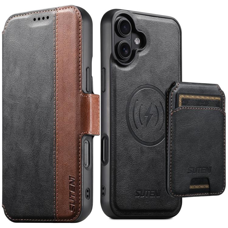 Suteni Q07S2 3-in-1 Detachable Vertical Flip Wallet MagSafe Splicing Leather Phone Case, For iPhone 18, For iPhone 18 Pro, For iPhone 18 Pro Max, For iPhone 17 Pro Max, For iPhone 17 Pro, For iPhone 17, For iPhone Air, For iPhone 16 Pro Max            ...