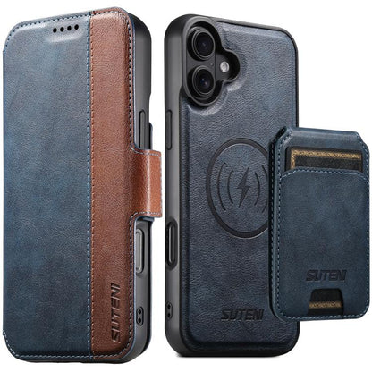 Suteni Q07S2 3-in-1 Detachable Vertical Flip Wallet MagSafe Splicing Leather Phone Case, For iPhone 18, For iPhone 18 Pro, For iPhone 18 Pro Max, For iPhone 17 Pro Max, For iPhone 17 Pro, For iPhone 17, For iPhone Air, For iPhone 16 Pro Max            ...